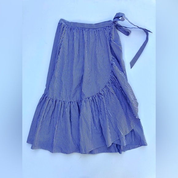 J. Crew Striped Ruffled Tiered Wrap Skirt - Picture 2 of 13